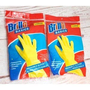 Brillo Basics Large Textured Grip Yellow Latex Reusable Gloves - Multi Purpose